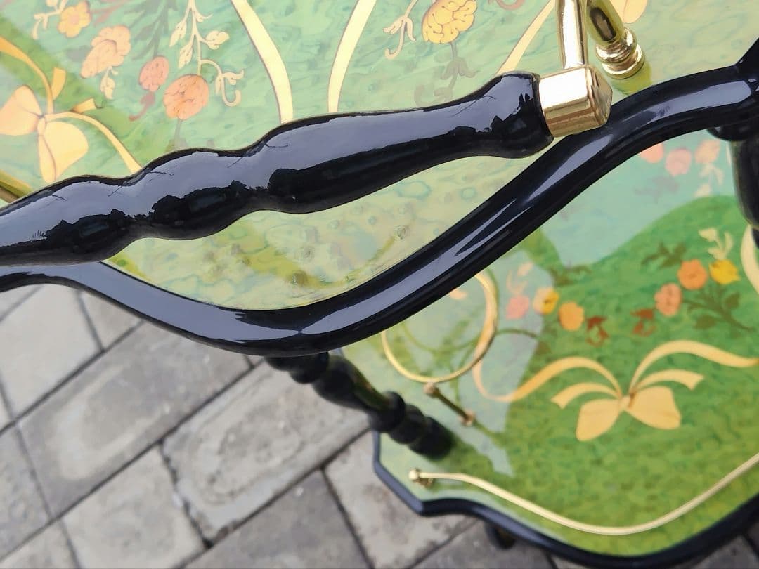 イタリア製 DOMANI ドマン　キャスター付　象嵌ワゴン　キッチンワゴン