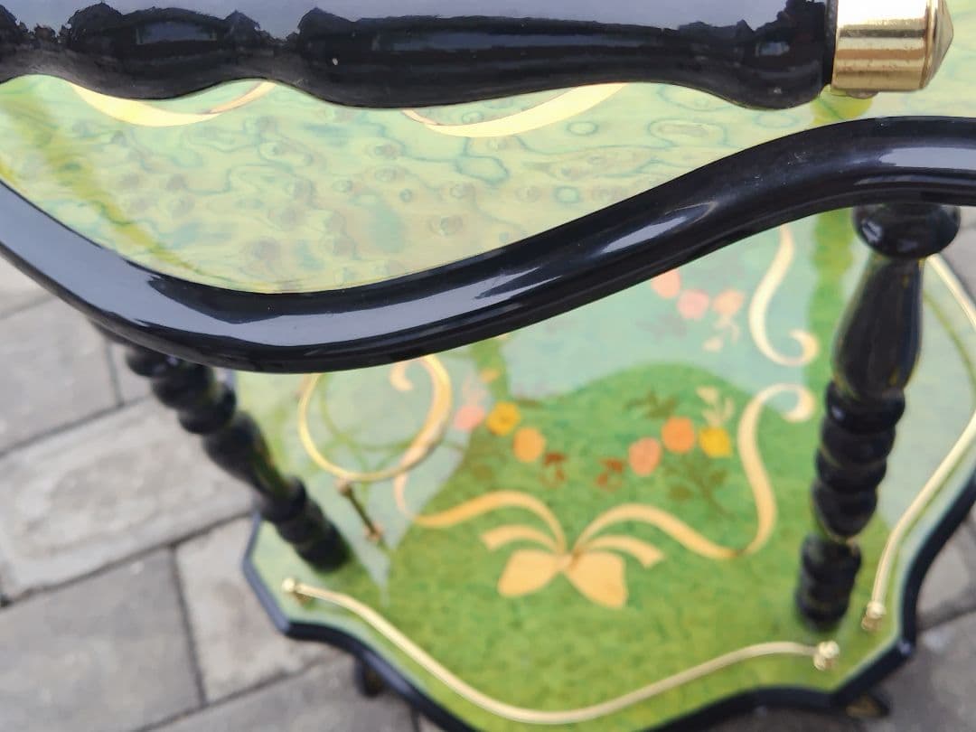 イタリア製 DOMANI ドマン　キャスター付　象嵌ワゴン　キッチンワゴン