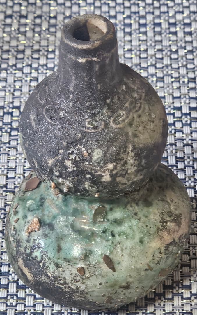 古代中国〜中国南方古陶磁器　中国古美術　漢時代　漢緑釉　瓢形小壺　鼻煙壺　古代壺