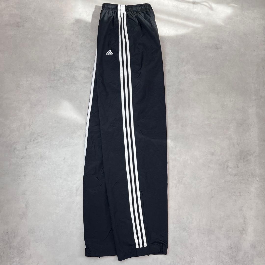 00s adidas バギートラックパンツ 3ライン 刺繍ロゴ ブラック XL