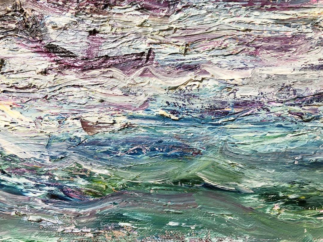 油絵 田中正盛 作 夕日と海 自然・風景画 vic art F8号「真作」油彩画