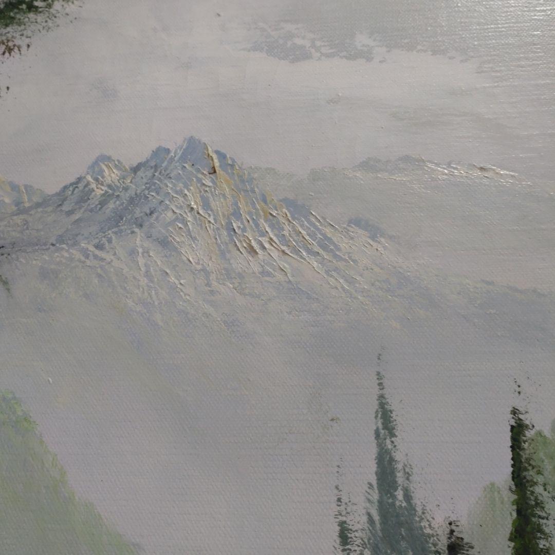 大きめ油絵　油彩画　美しい風景画　作者不明　額縁入り