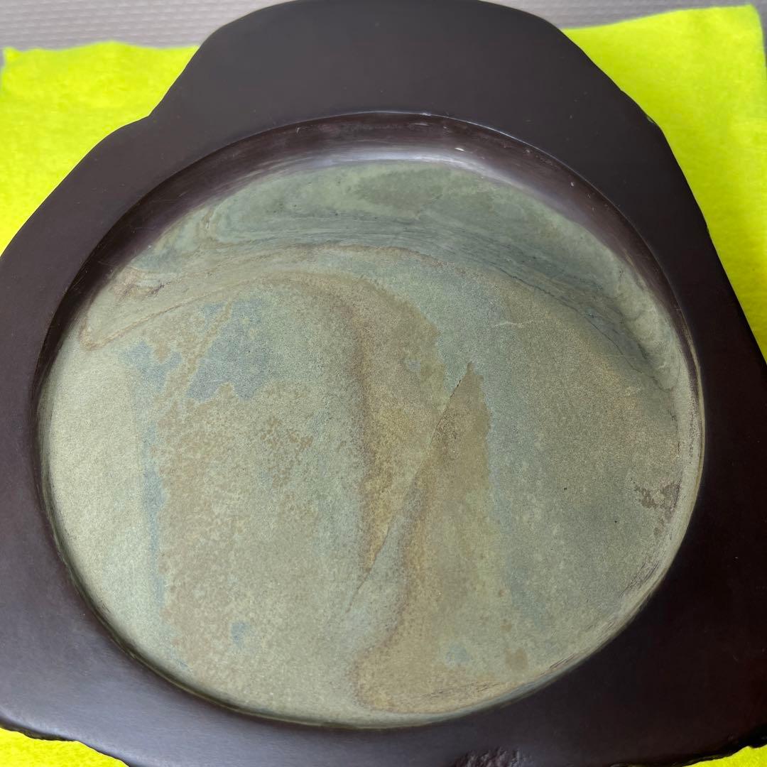 ⭕️うさぴょん⭕️赤間硯　希少　紫青石、紫金石様石紋綺麗　昇進堂謹製　丸型硯