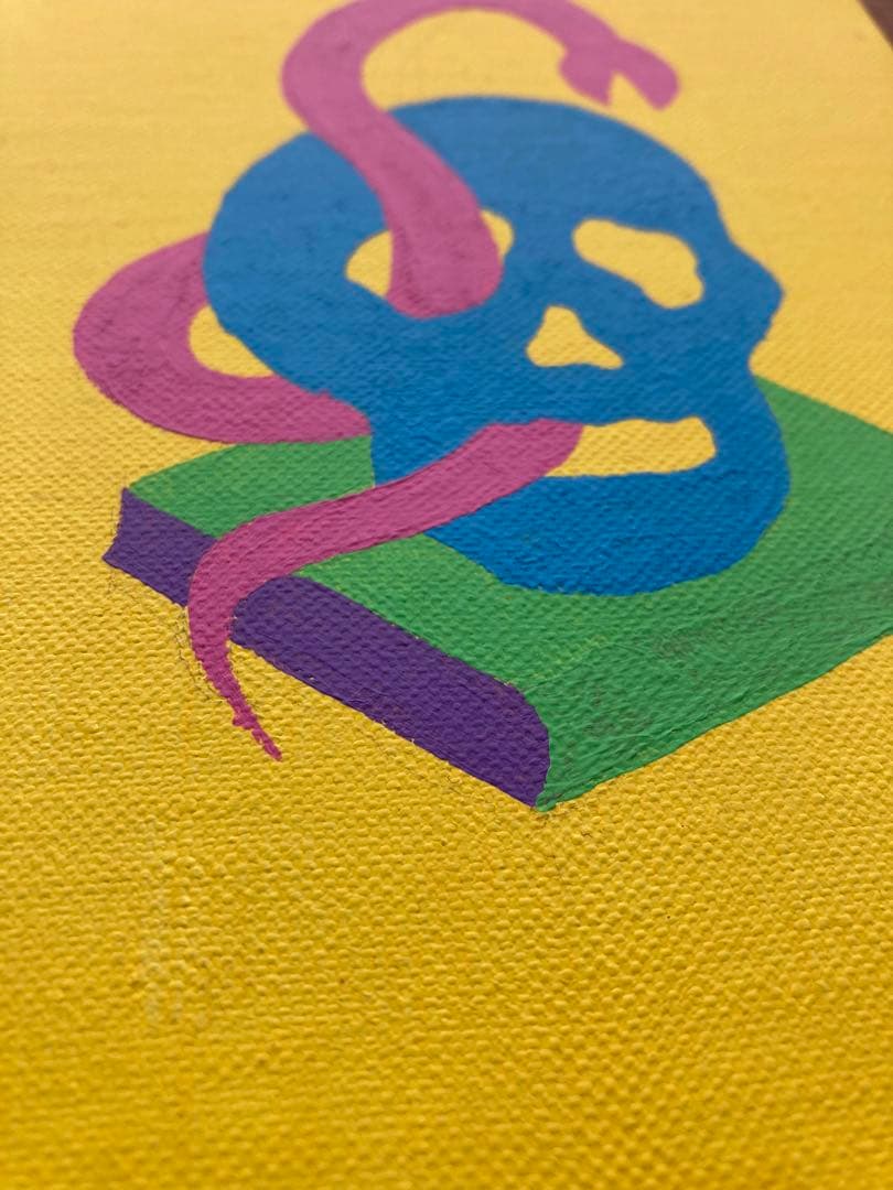 Skull on book アクリル原画