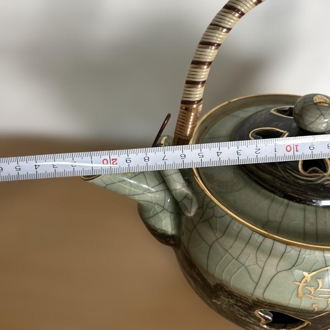 自宅保管品未使用　相馬焼 特大急須 双馬 金馬 美品　湯呑み6個付き