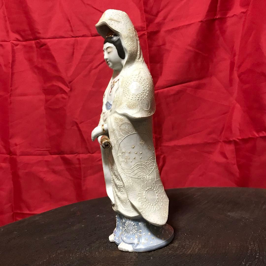開運‼️無病息災☆仏教美術 ☆骨董九谷焼 観音立像 ♣縁起置物 ♣守護仏
