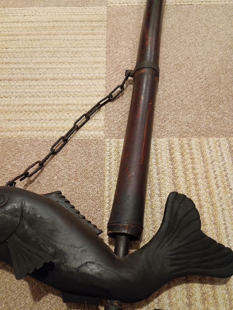 魚　鯛　縁起物　アンティーク古民家骨董囲炉裏吊 自在鉤 竹製 自在鍵 古道具