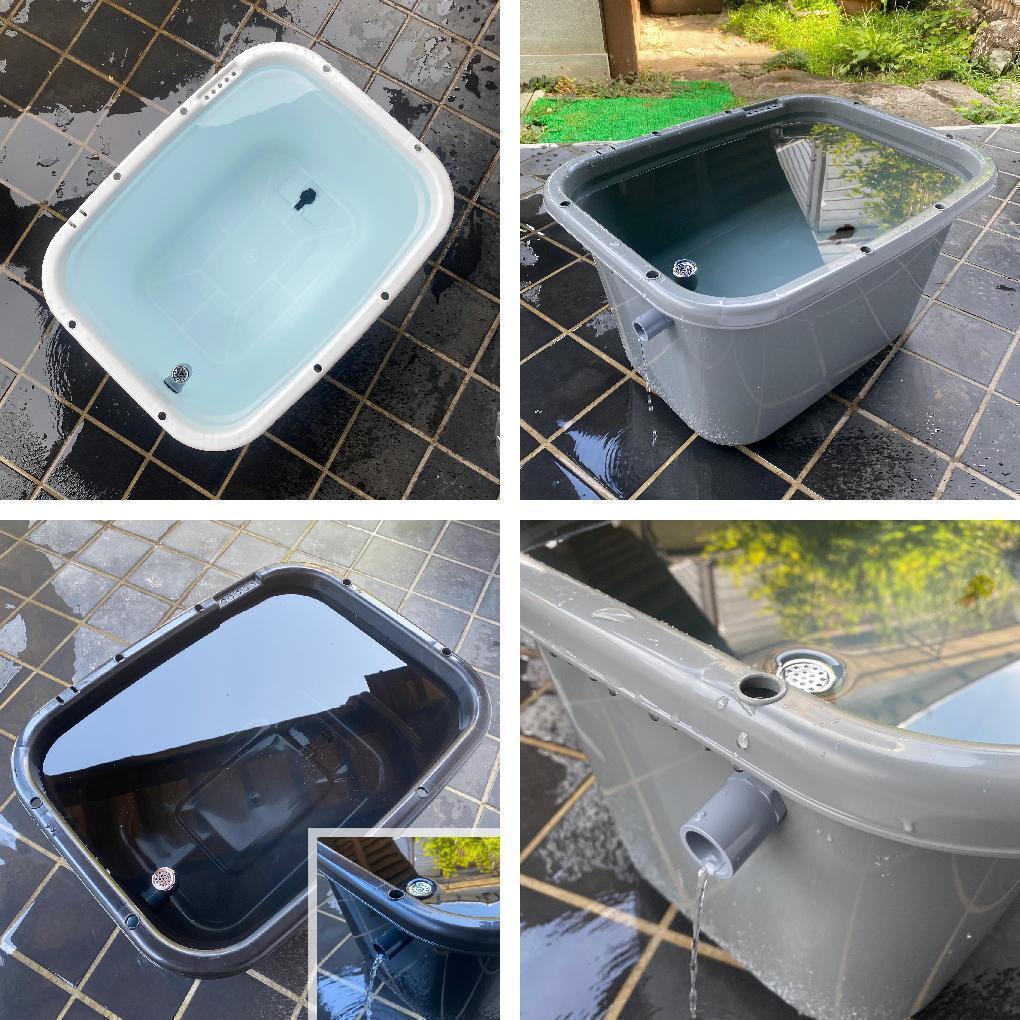 メダカ飼育ケース 56㍑x5個 白黒灰あり オーバーフロー 金魚屋外飼育容器