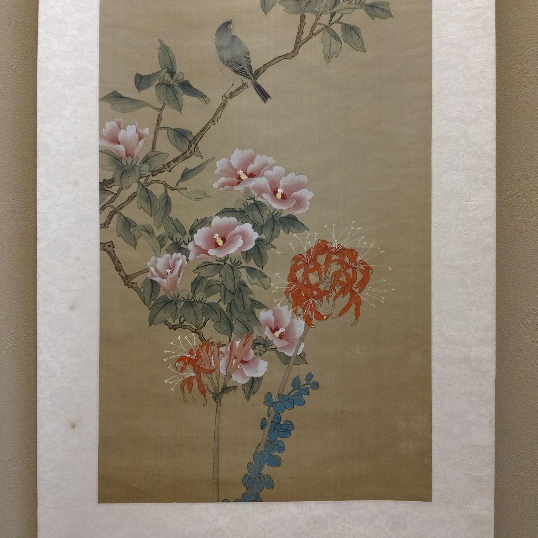 作者不詳　中国絹本　花鳥大主軸