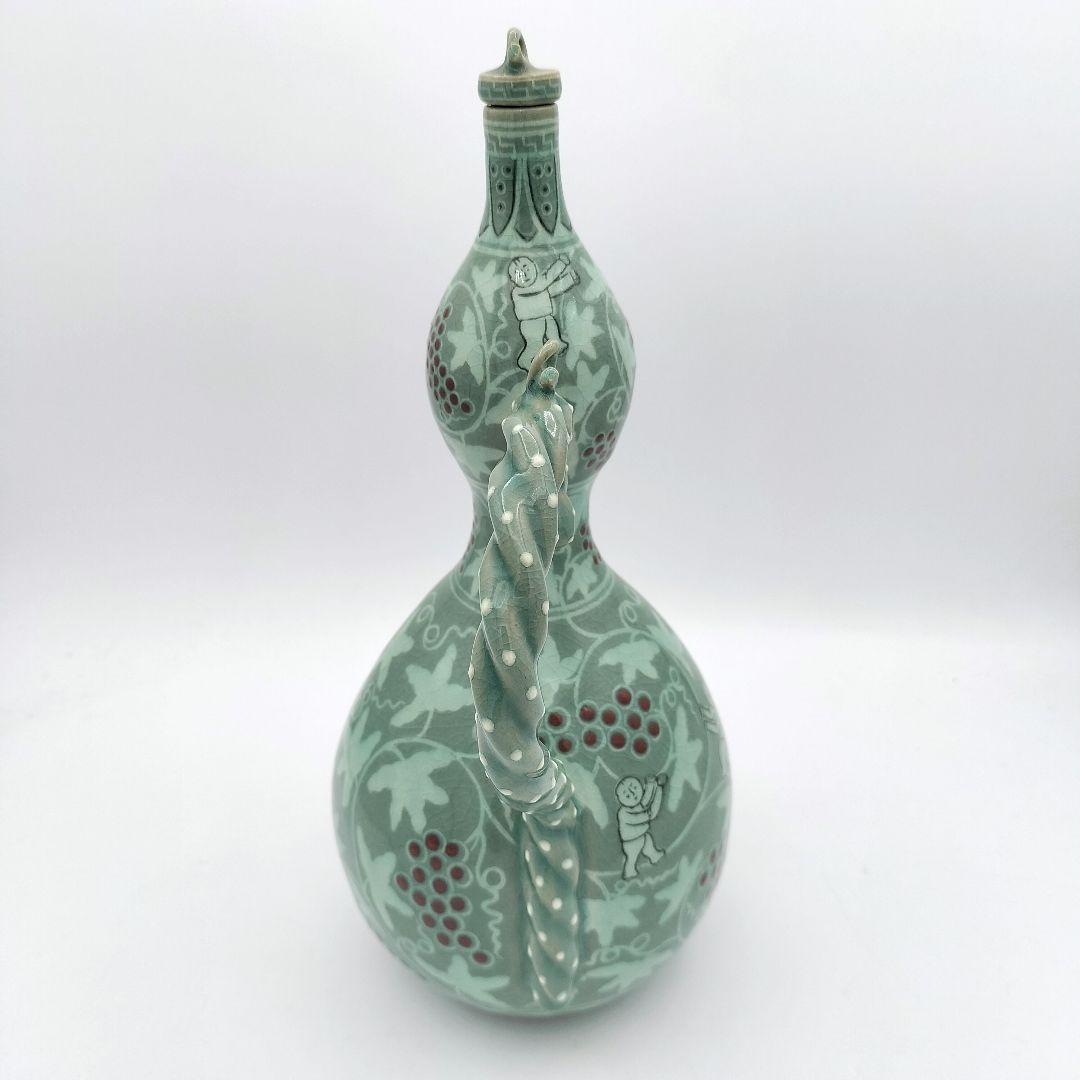 a615 水注　葡萄唐草盛盞瓶　韓国　青磁　古物　煎茶　茶器　茶道　茶道具