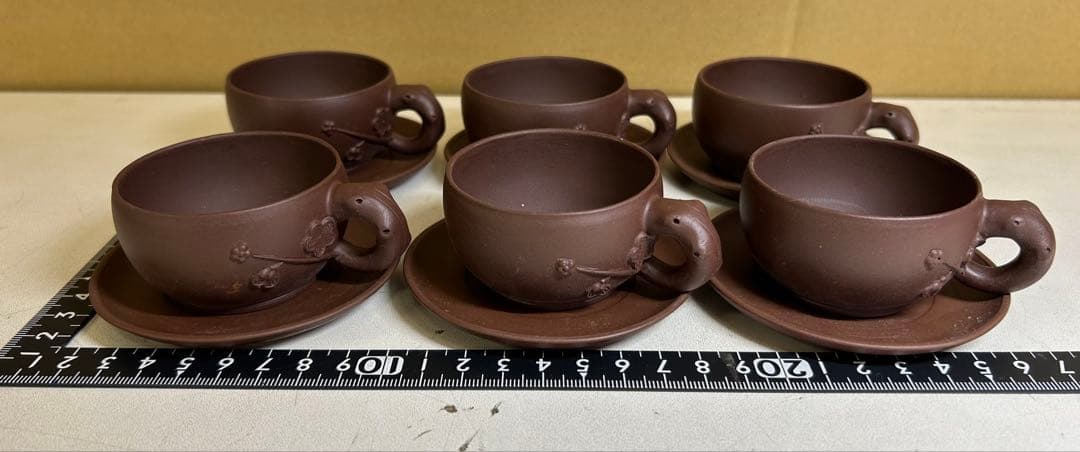 P98 中国 宜興紫砂　手彫梅模様 工芸急須 廃盤品　紫砂壺 手作り茶壺　茶道具