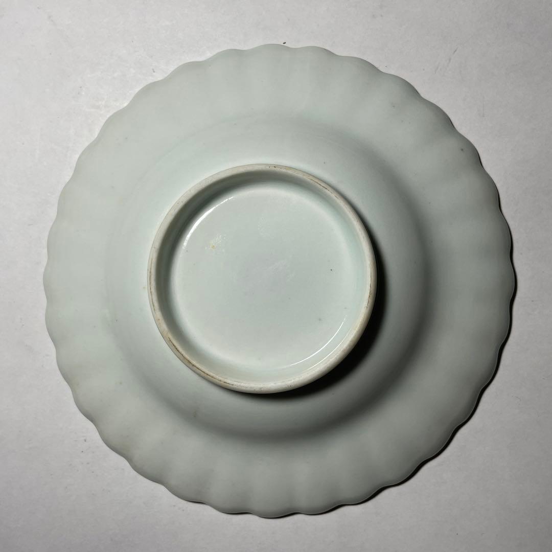 ◆染付菊形輪花皿5枚 花文 中皿 旧家蔵出し品 美品 江戸幕末期〜明治初期◆