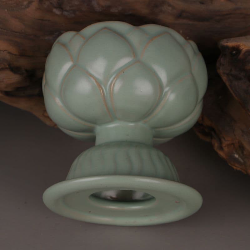 汝窯青釉支釘蓮華香炉 茶道具 香道具 工芸品 美術品 置物