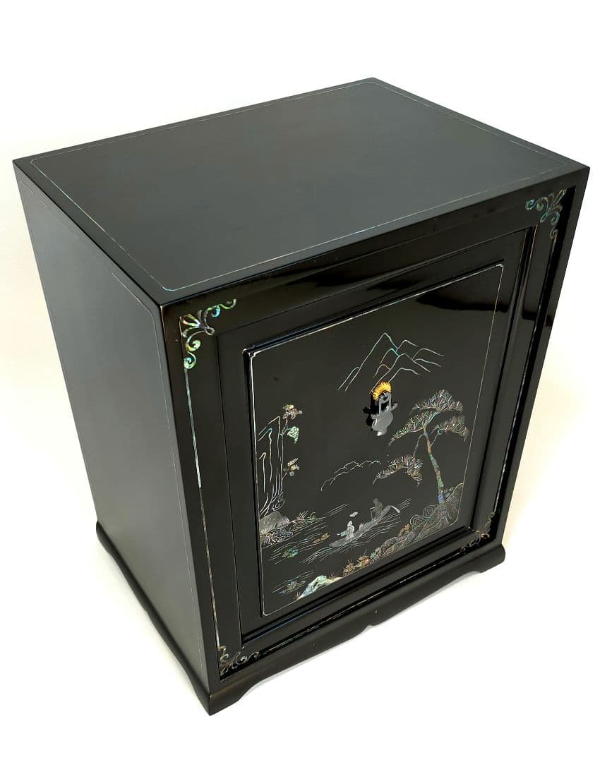 煎茶道具 器局（ききょく） 茶道具入 本塗螺鈿四方箱　JAPAN　漆