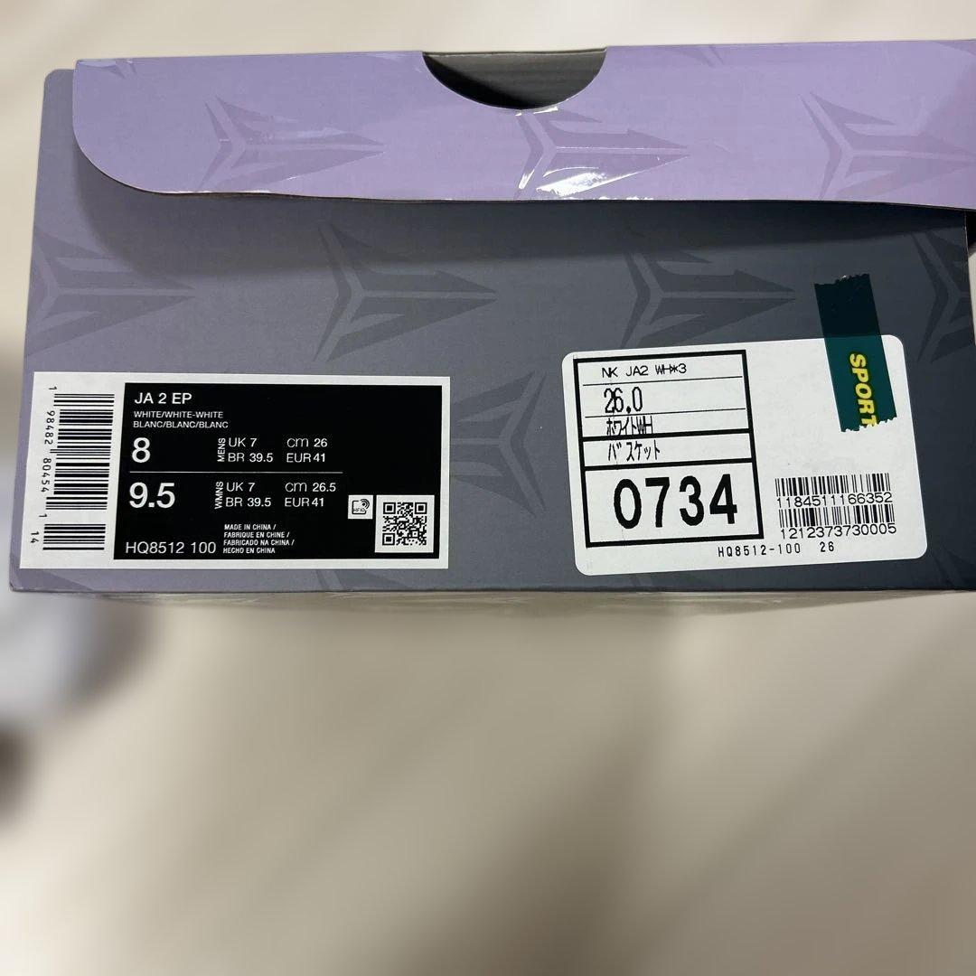 Nike バスケットボールシューズ ホワイト　NK JA2