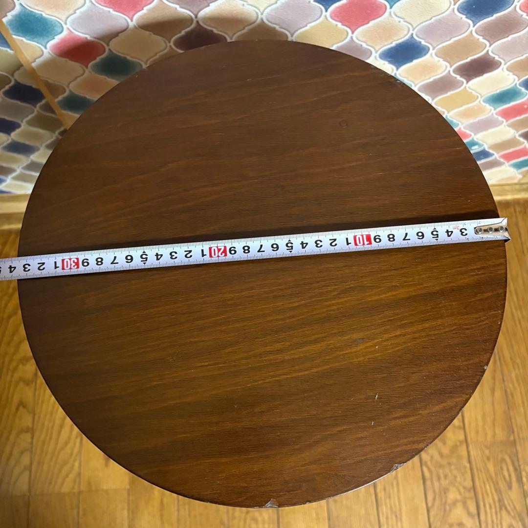 ビンテージ◎木製ラウンドテーブル　サイドテーブル　ミニテーブル　飾り棚　置台