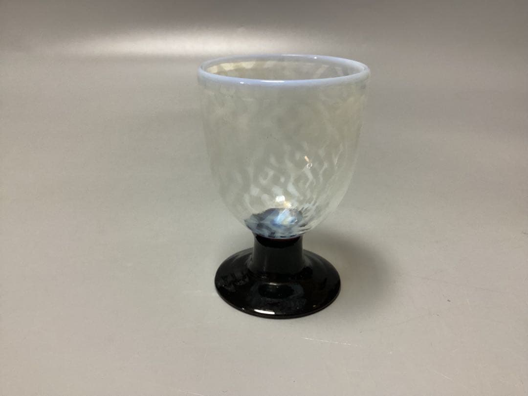 すみれ　雷文　黒脚　なつめ形　氷コップ　(検) 和ガラス　ウランガラス