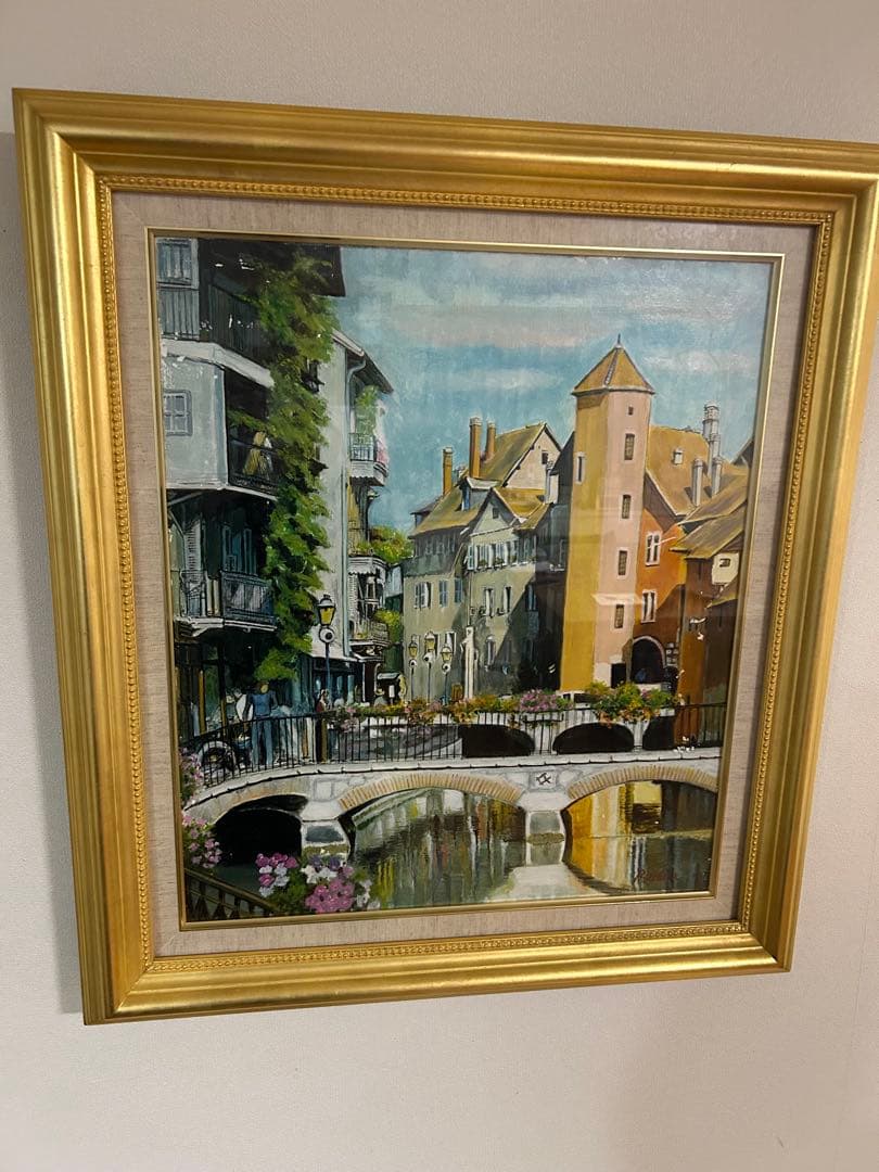 原良次の油彩画、[花のある町・フランス] サイズ　F10