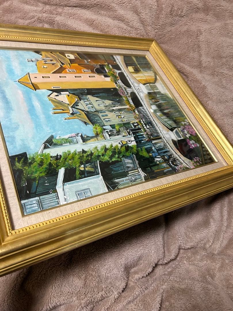 原良次の油彩画、[花のある町・フランス] サイズ　F10