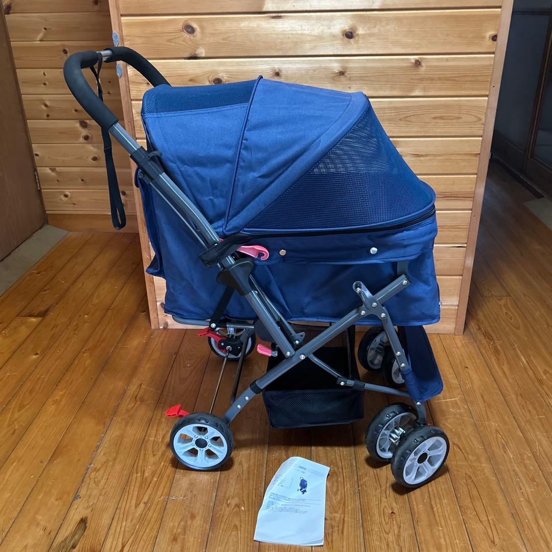 ネイビー ペットカート 折りたたみ式