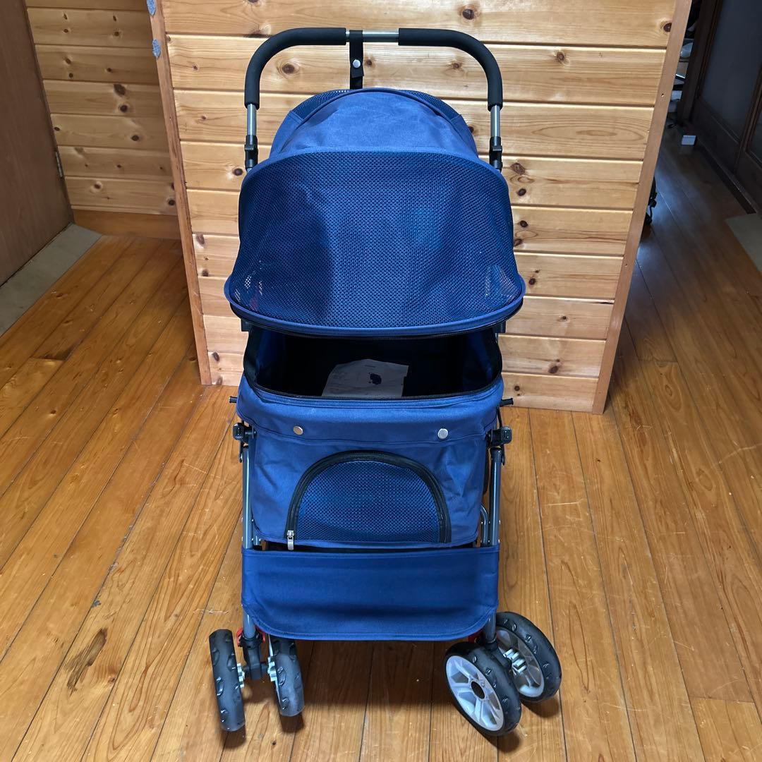ネイビー ペットカート 折りたたみ式