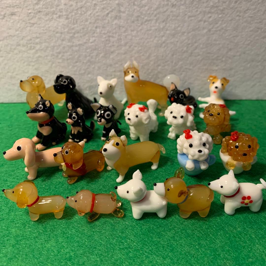 犬　ガラス細工　ミニチュア