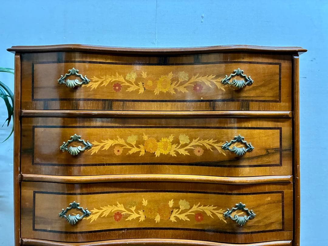 管458☆イタリア製☆アンティーク☆象嵌細工☆ヴェローナクラシック☆6段チェスト