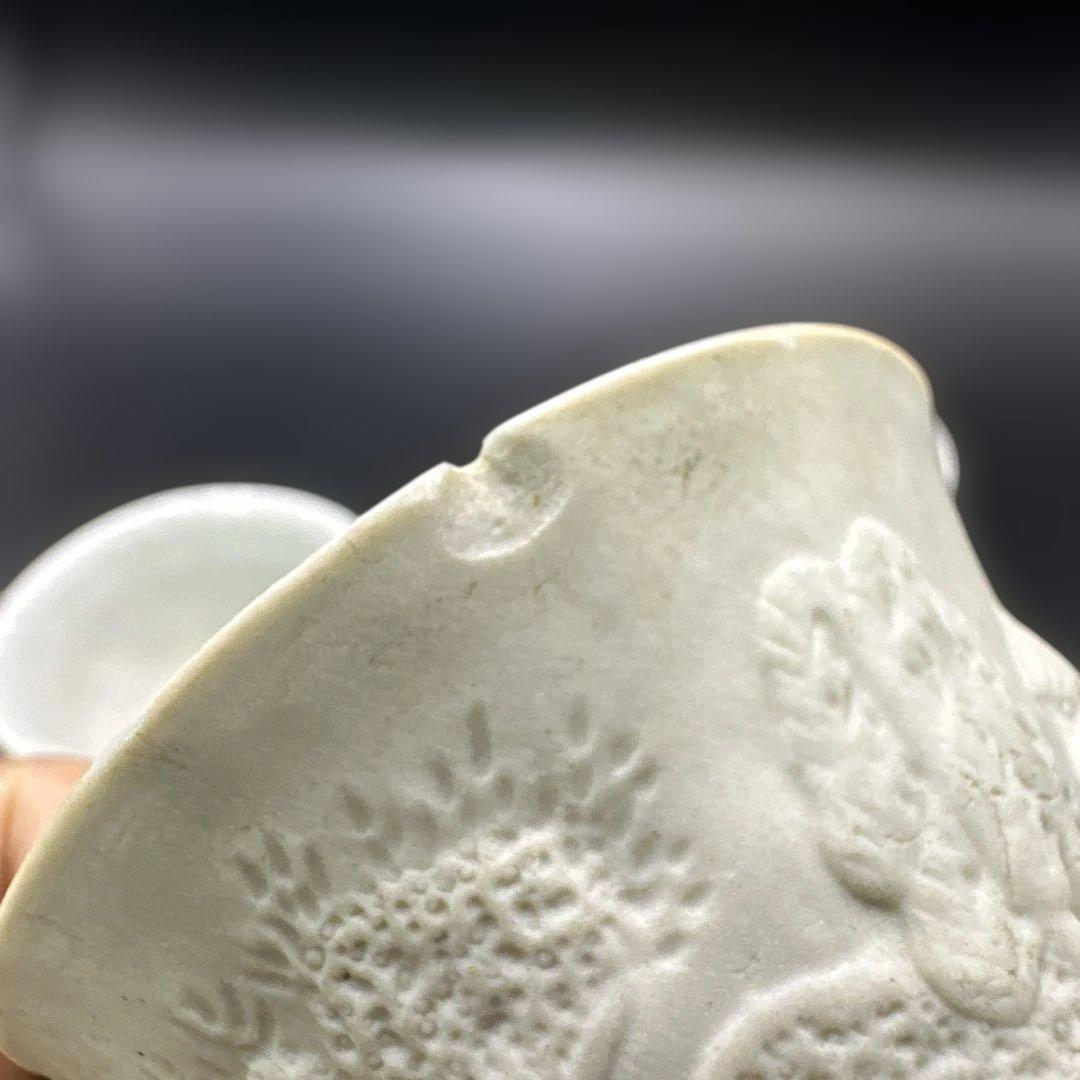 萬古焼，古萬古，浮彫り風景の陶器ボウル4個セット