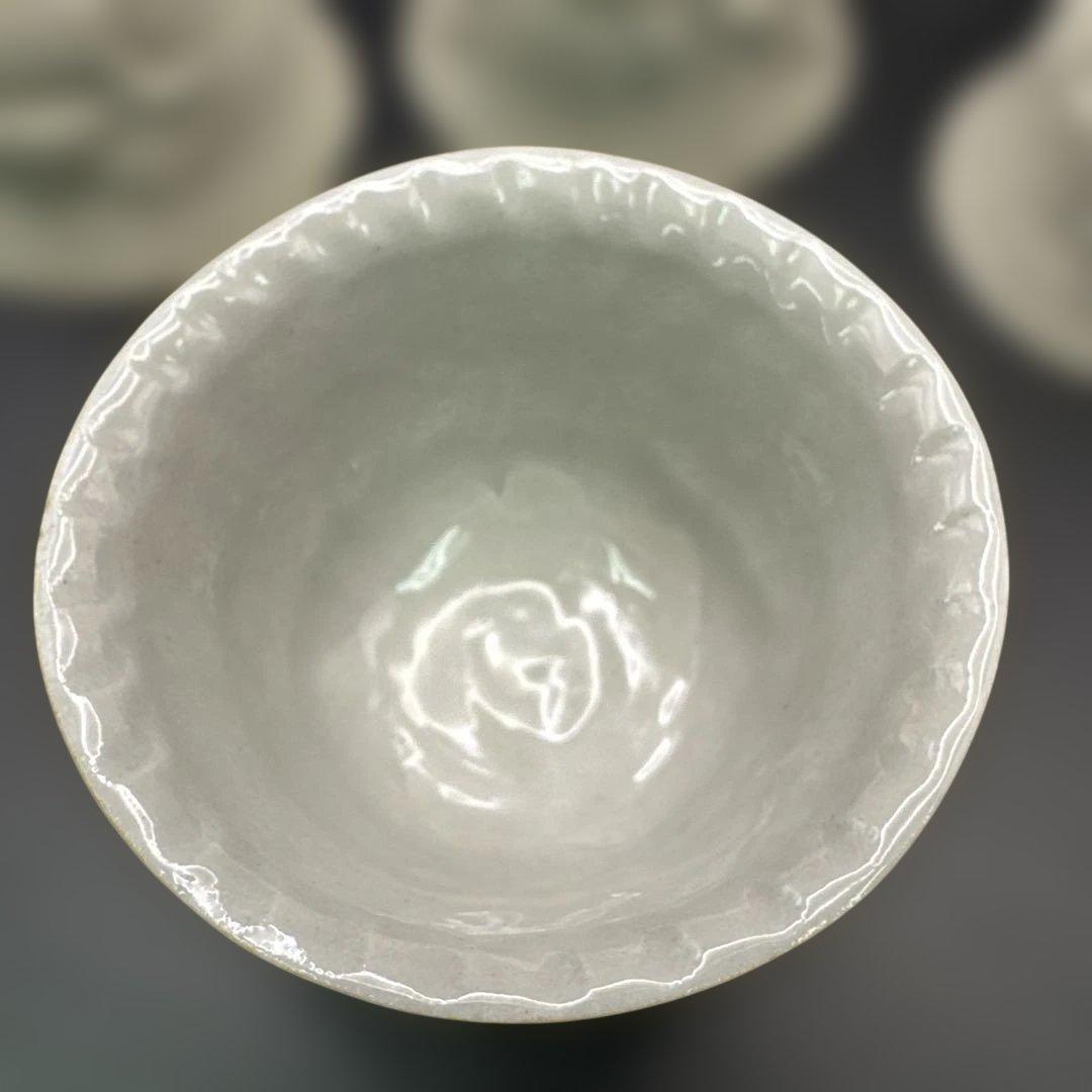 萬古焼，古萬古，浮彫り風景の陶器ボウル4個セット