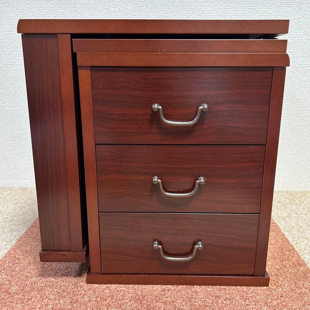 文机 折りたたみ式 三段引き出し アンティーク