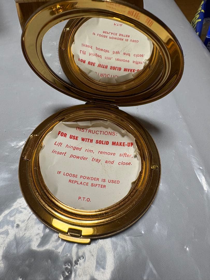 青と白の風景画 コンパクトミラー 陶芸