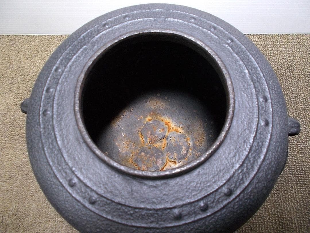 茶道具 風炉釜セット 未使用五徳 唐銅風炉 茶釜 釜環 送料込み