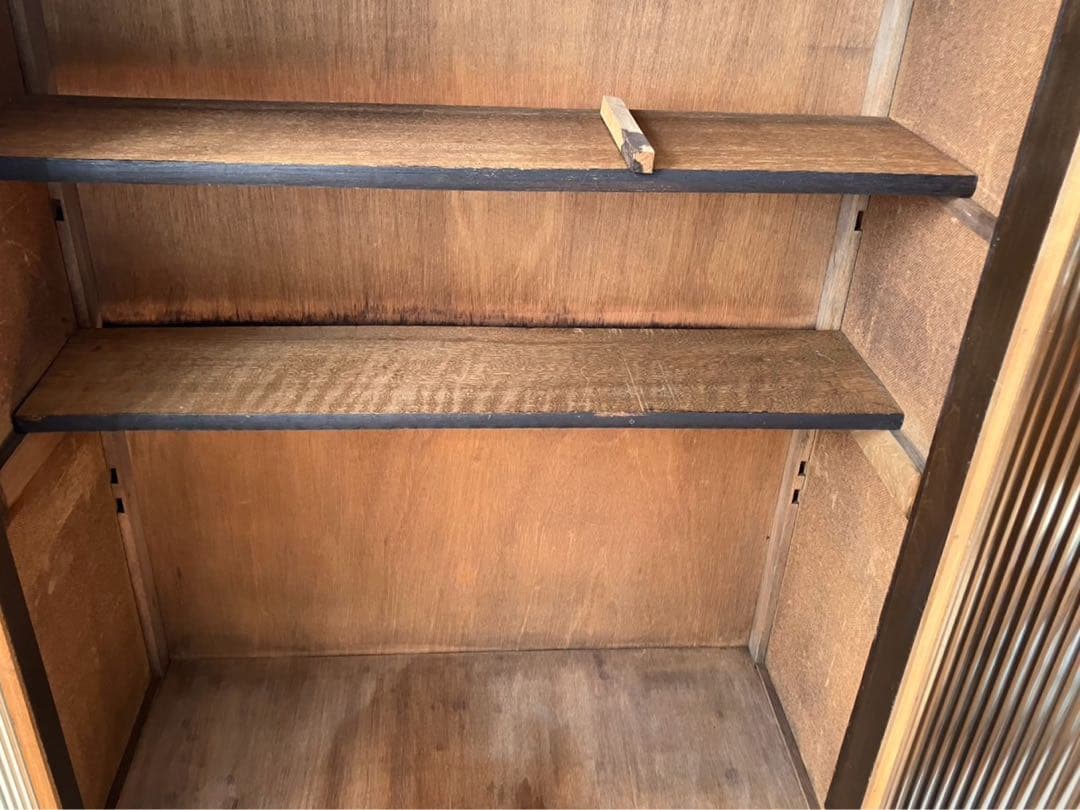 ヴィンテージ 木製キャビネット(モールガラス扉、引出し)