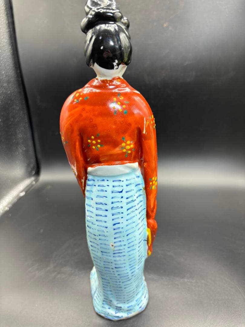 中国美術 古玩 色絵陶人形 陶器人形 高さ約31cm 置物 オブジェ 古董品