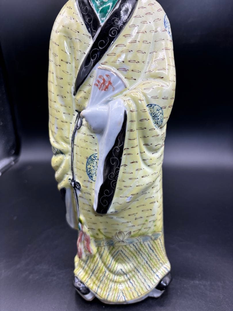 中国美術 古玩 色絵陶人形 陶器人形 高さ約31cm 置物 オブジェ 古董品