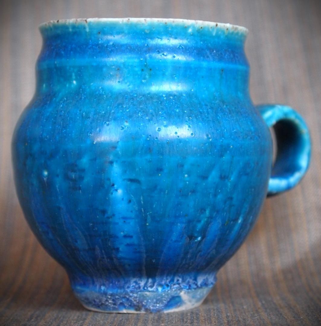 人気作家★金澤尚宜★うねうね青マグカップ★あよお