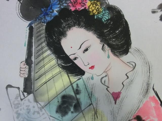 掛軸■美人画 中国女性 田中栄作 3幅対 昭君 西施院紗 渓谷 唐物 骨董品■