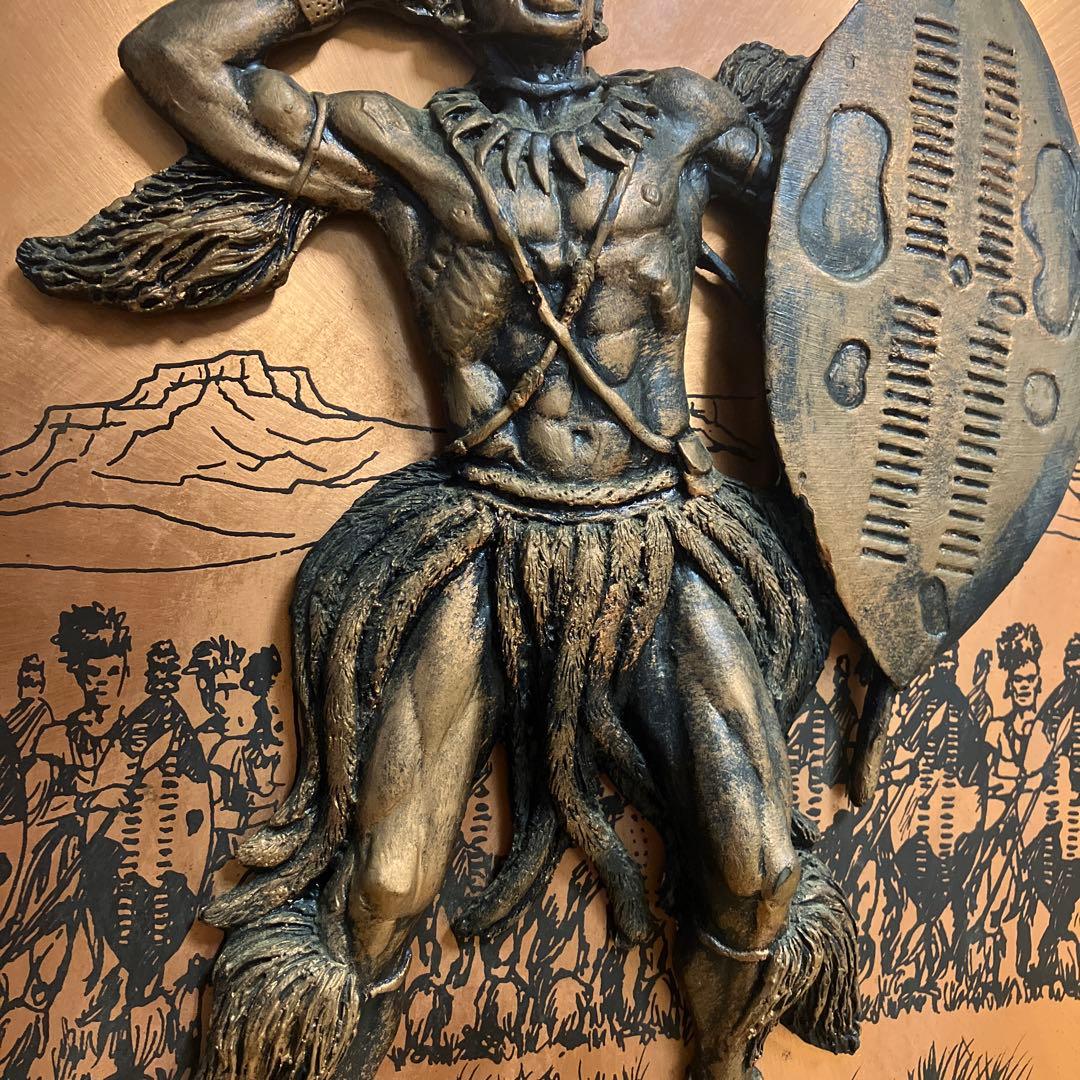 ZULU WARRIOR John Louw 3D アート 当時物 壁掛け 銅板