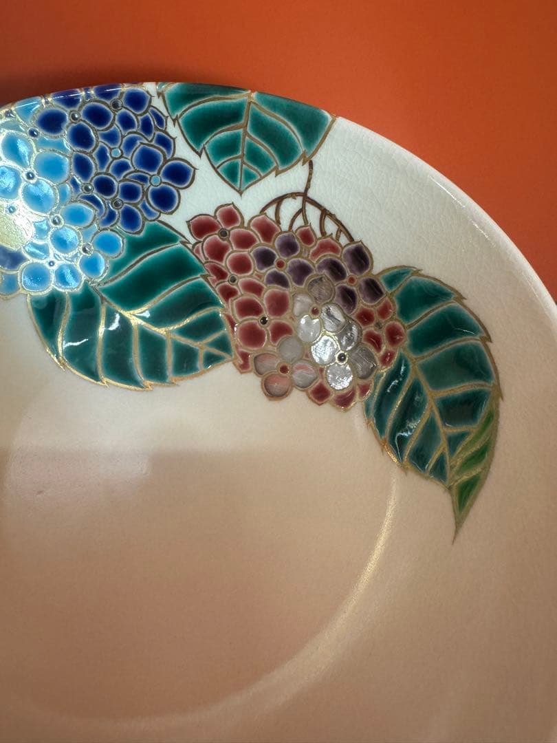 1967 御室窯 仁清紫陽花平茶碗 抹茶碗　未使用