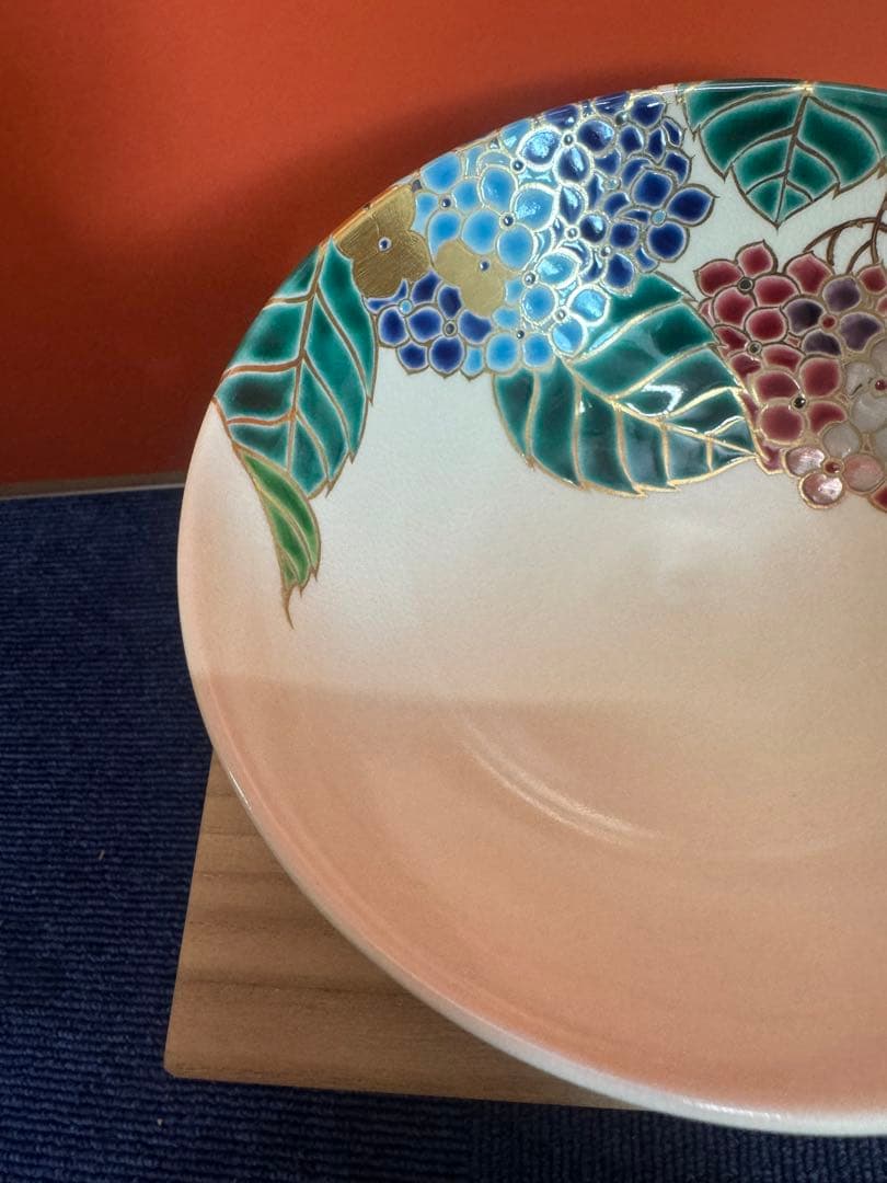 1967 御室窯 仁清紫陽花平茶碗 抹茶碗　未使用