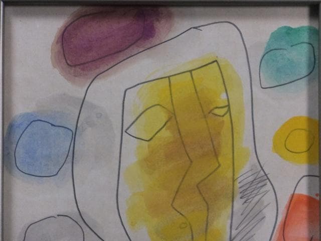 現代美術の先駆者 村井正誠　直筆サイン『顔』水彩画 1979年 0109A