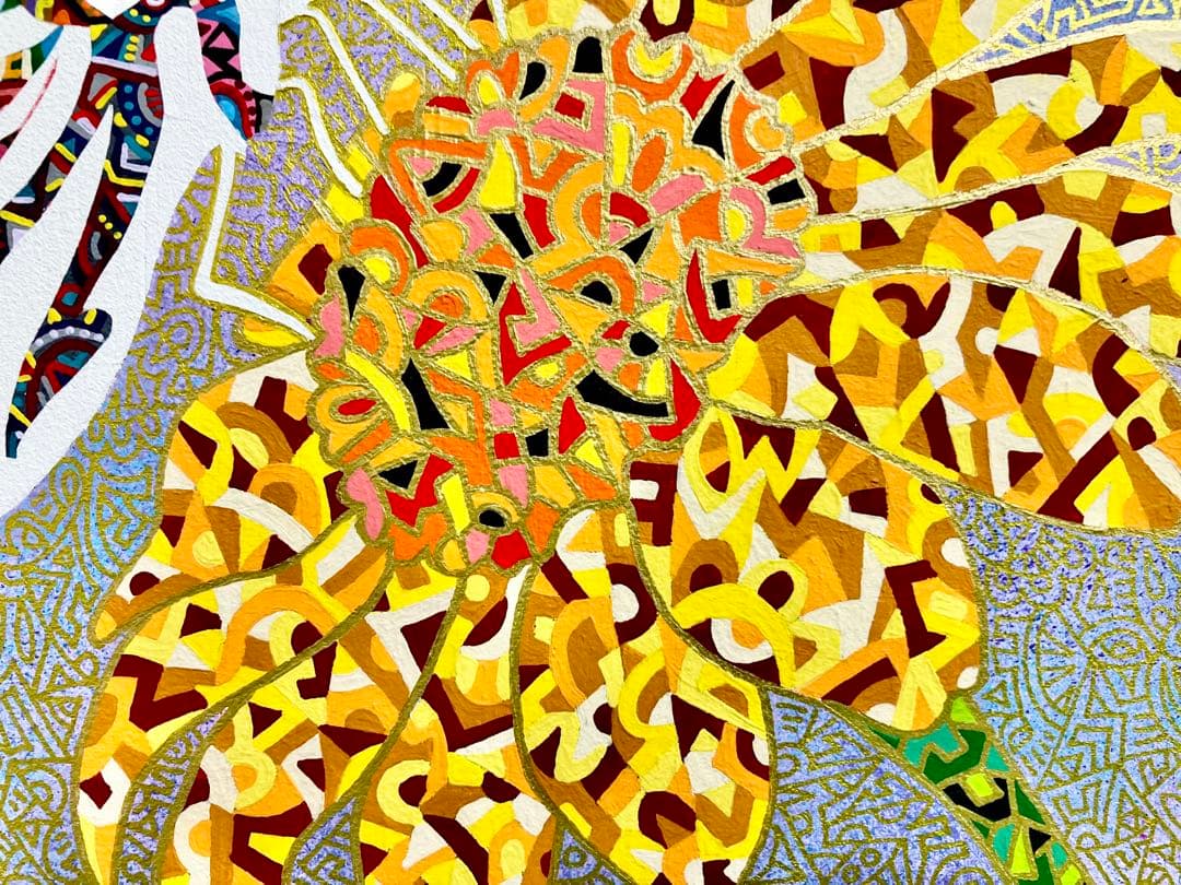 値下げ　原画　蝶　昆虫　絵画　アクリル画　現代アート　細密画　手描き　一点物