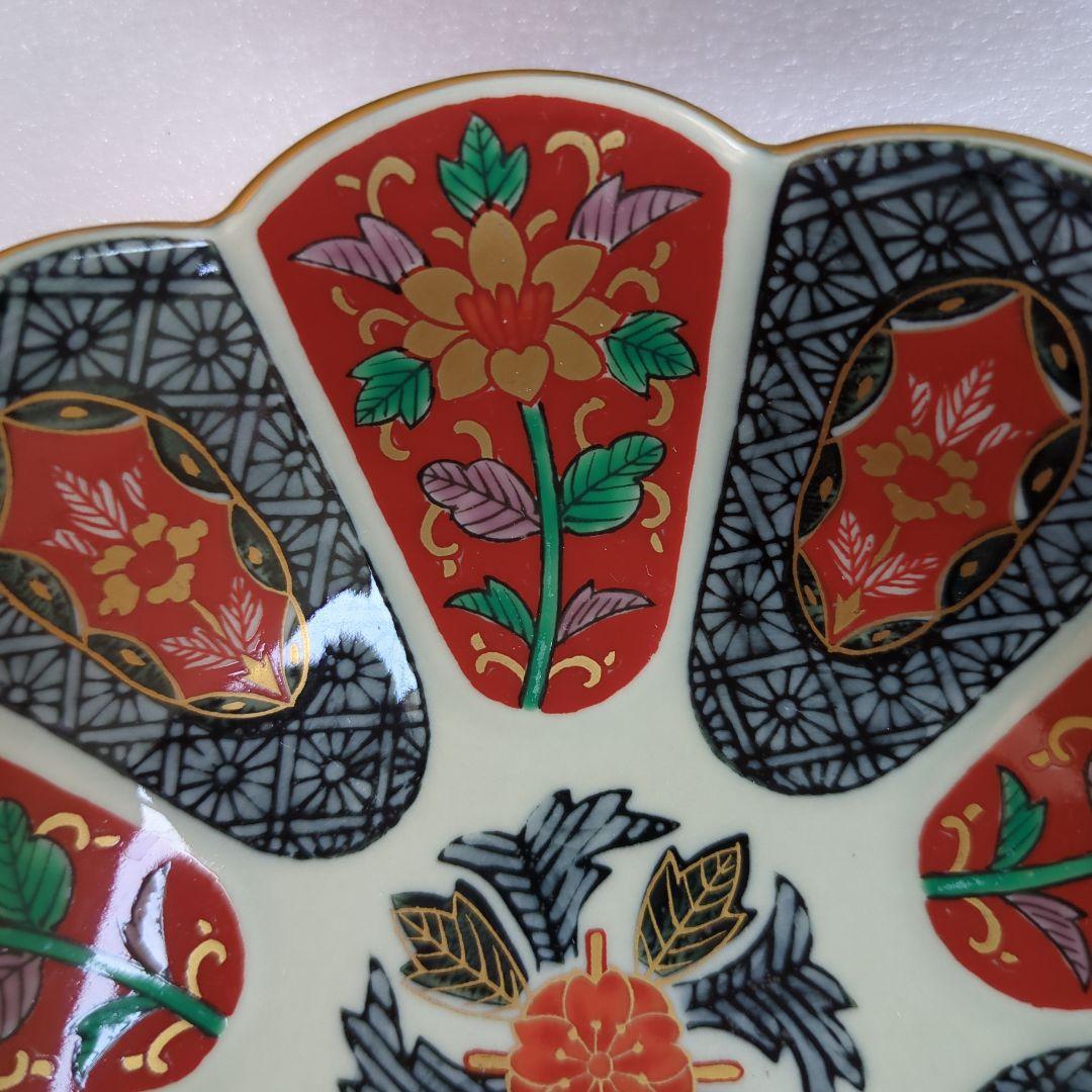 波佐見焼　林九郎窯　十方割花地紋　小鉢揃　5枚　菊割鉢　輪花鉢　金彩　古伊万里