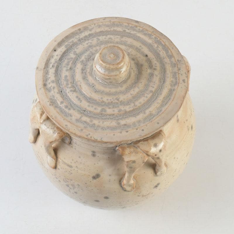 中国　磁州窯　鉄絵　花草文　高麗水指　共箱　V　9891A