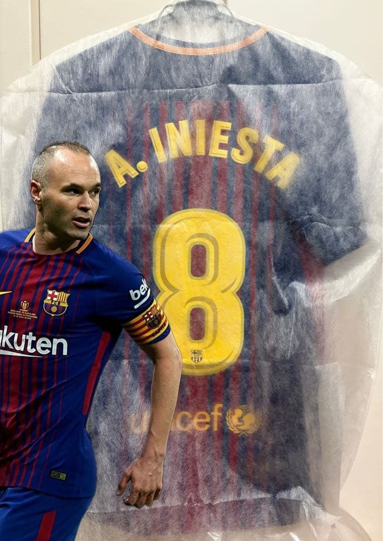 【幻のスポンサーなし】イニエスタ バルセロナ 17/18 8番 選手着用モデル