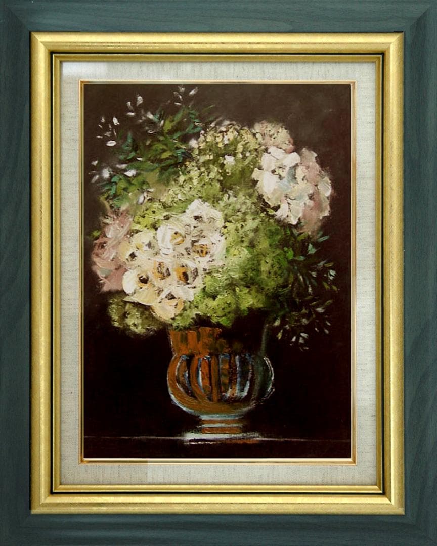 油絵 菅家令子 絵 絵画 インテリア 額付(白) uF6-111402 花