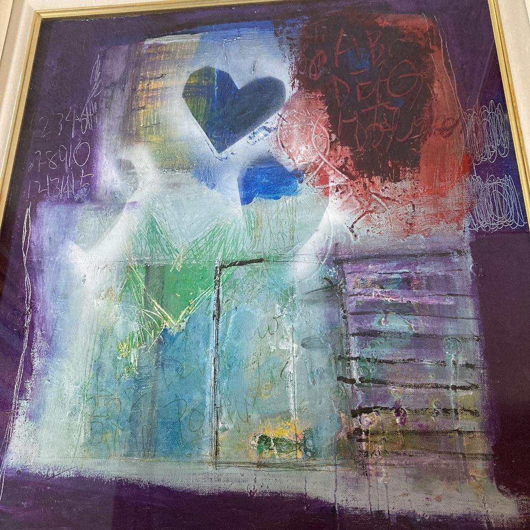 油絵　ハート柄　谷垣博子作