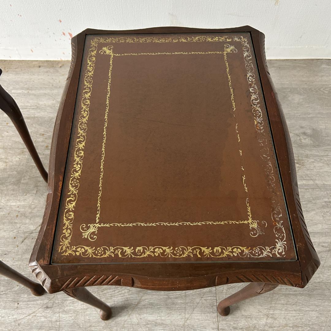 イギリス アンティーク家具 ガラストップ ネストテーブル 845A