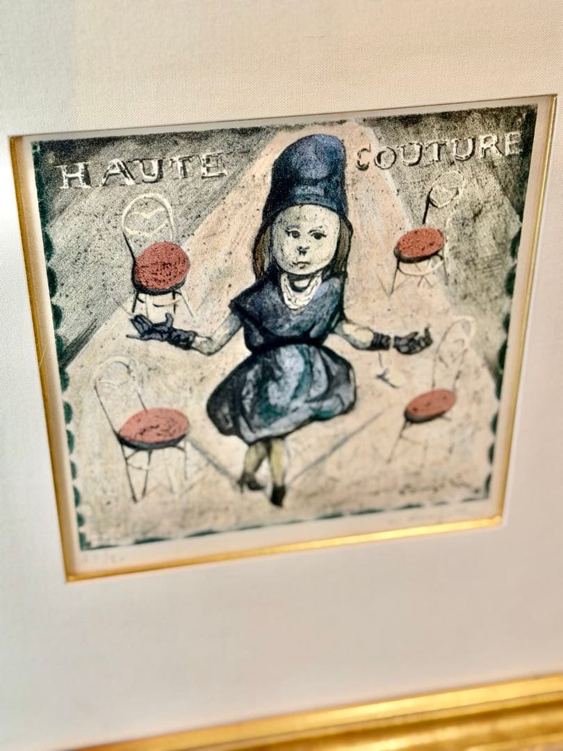 藤田嗣治（レオナール・フジタ）によるリトグラフ 「オートクチュール」「四十雀」