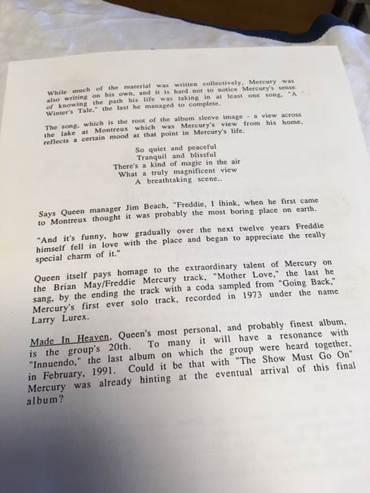 クイーン 「Made In Heaven」プロモ プレスキット